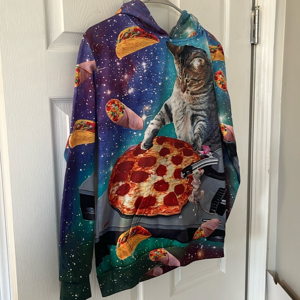 taco pizza dj cat hoodie - check measurements, size on tag is not accurate